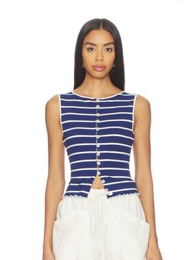 Free People Tilly Striped Vest in Navy Combo, Sz Xs, nwt 💙🤍
